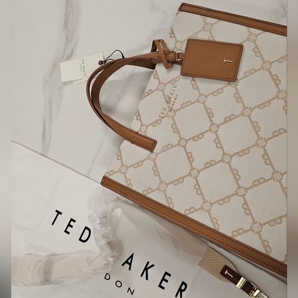 Ted Baker Women's Flo Beige Logo Tote Handbag, Beige, Medium - Picture 7 of 13